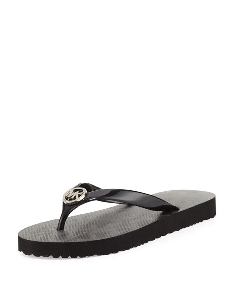 michael kors black glitter flip flops|michael kors flip flops women's.